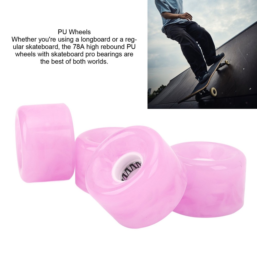 4Pcs Skateboard Wheel Set Replacement 78A Hardness PU Translucent