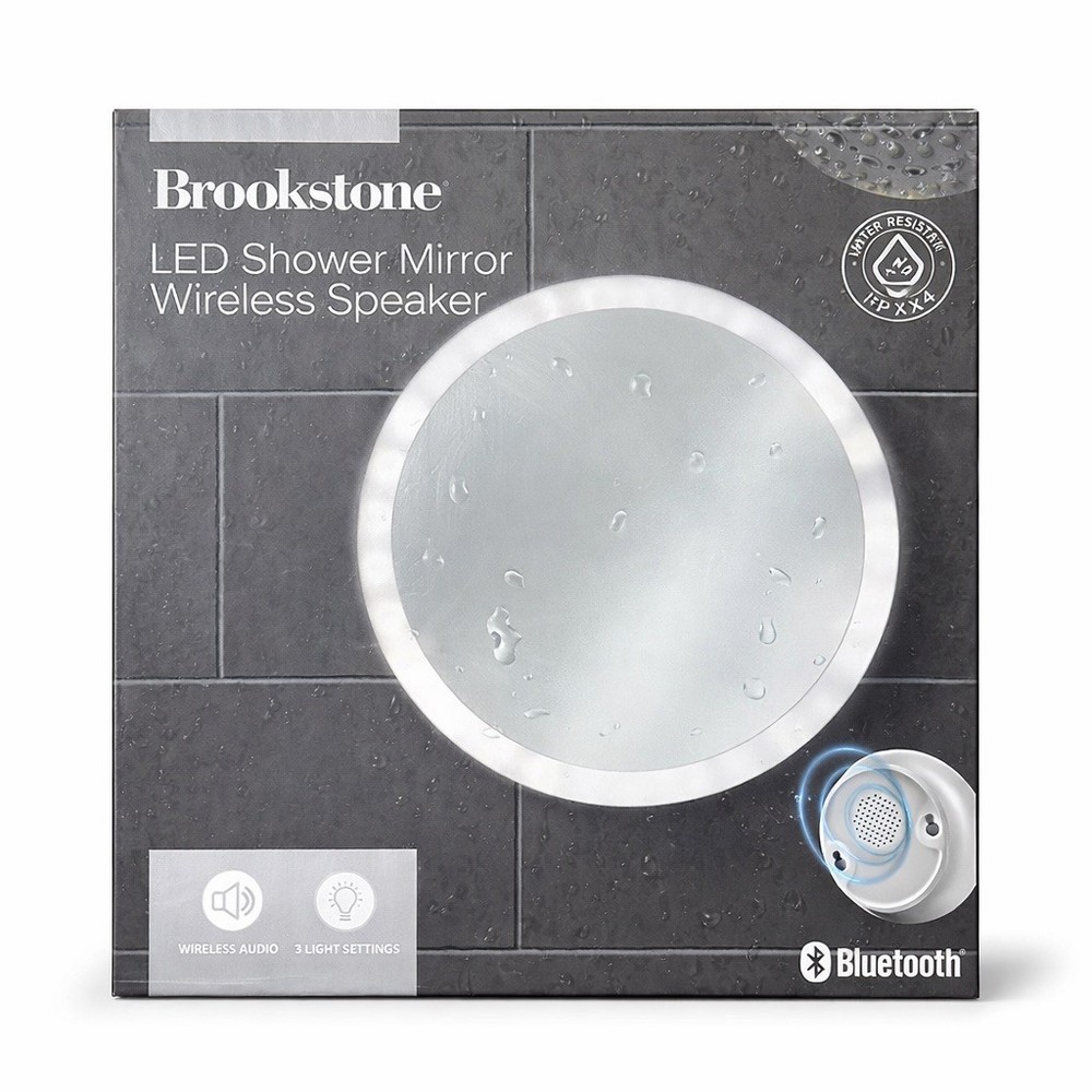 Waterproof Bluetooth Speaker Shower Mirror LED Brookstone