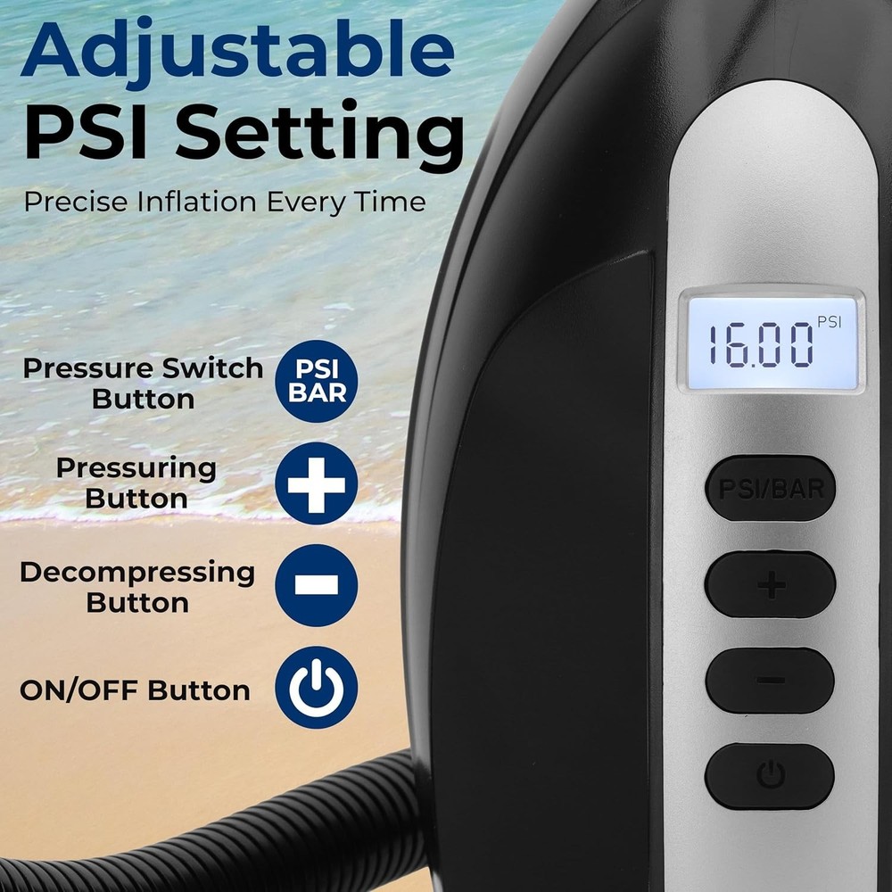 Dual-Stage Air Compressor - Fast Inflation LCD Display
