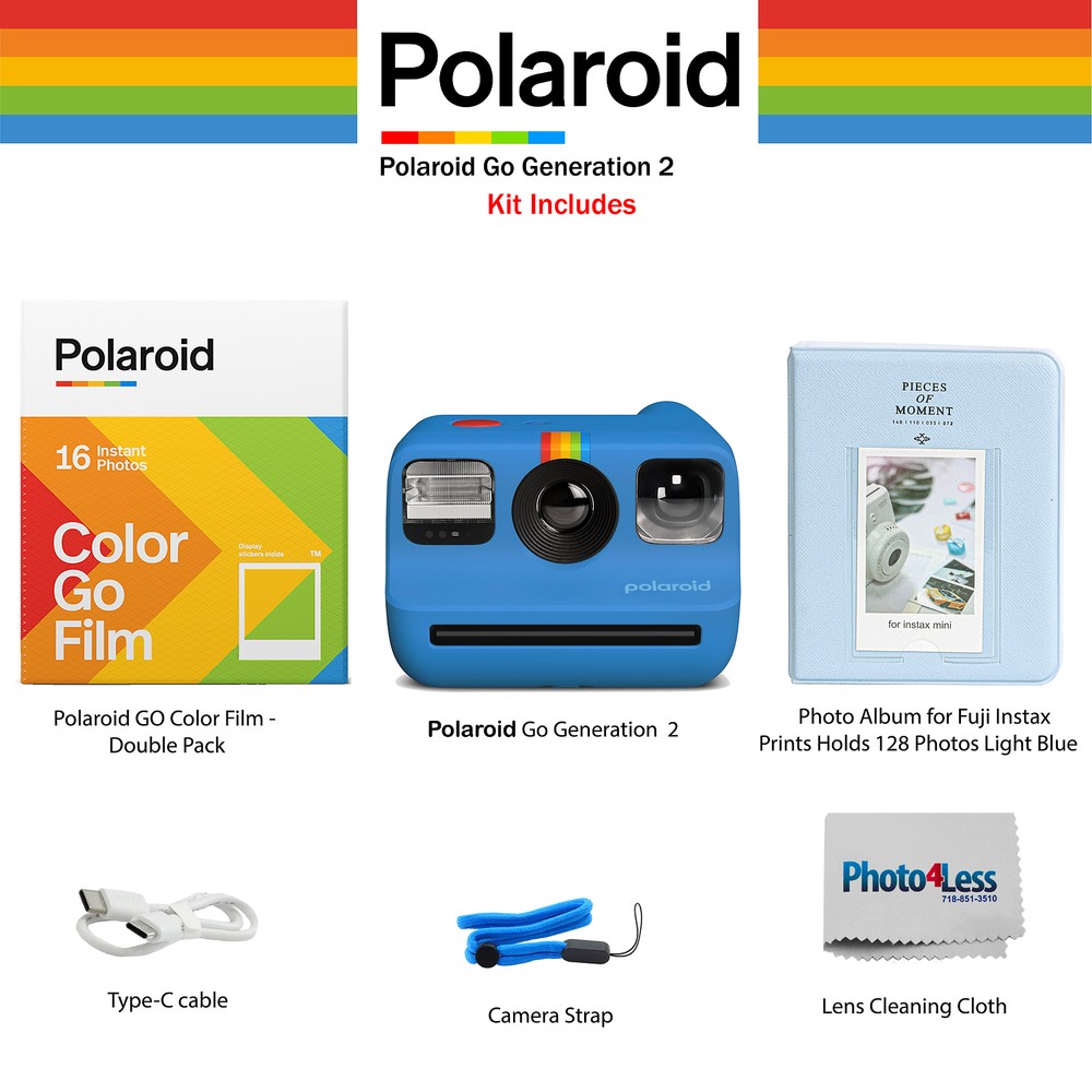 Polaroid Go Generation 2 Instant Film mini Camera (Blue) Bundle