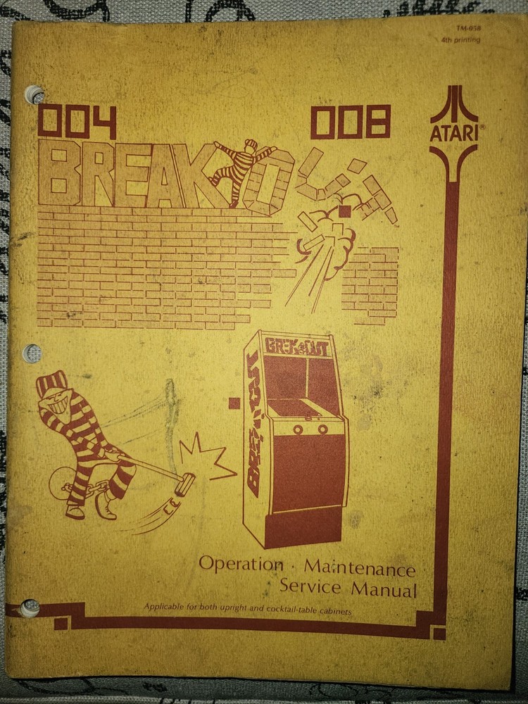 Breakout Manual Arcade Atari