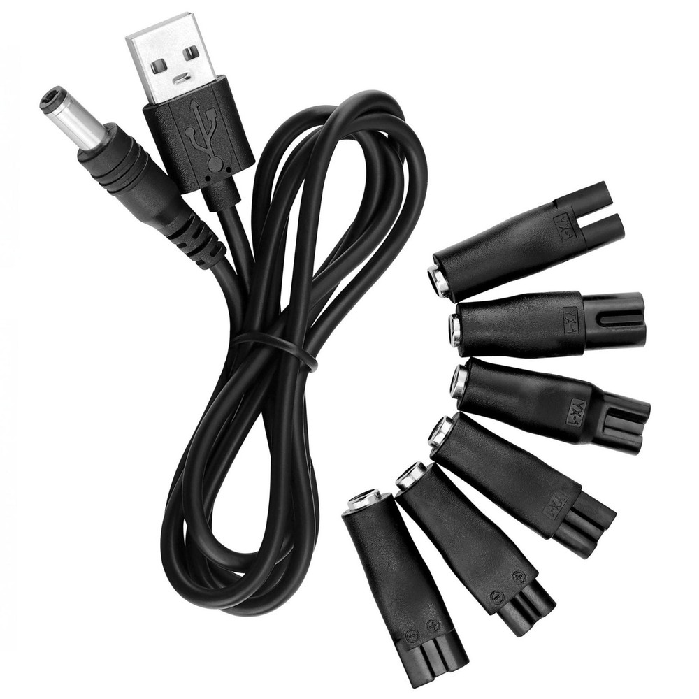 7PCS 5V USB Multi-Tip Charger Cable for Clippers Shavers Beauty Tools