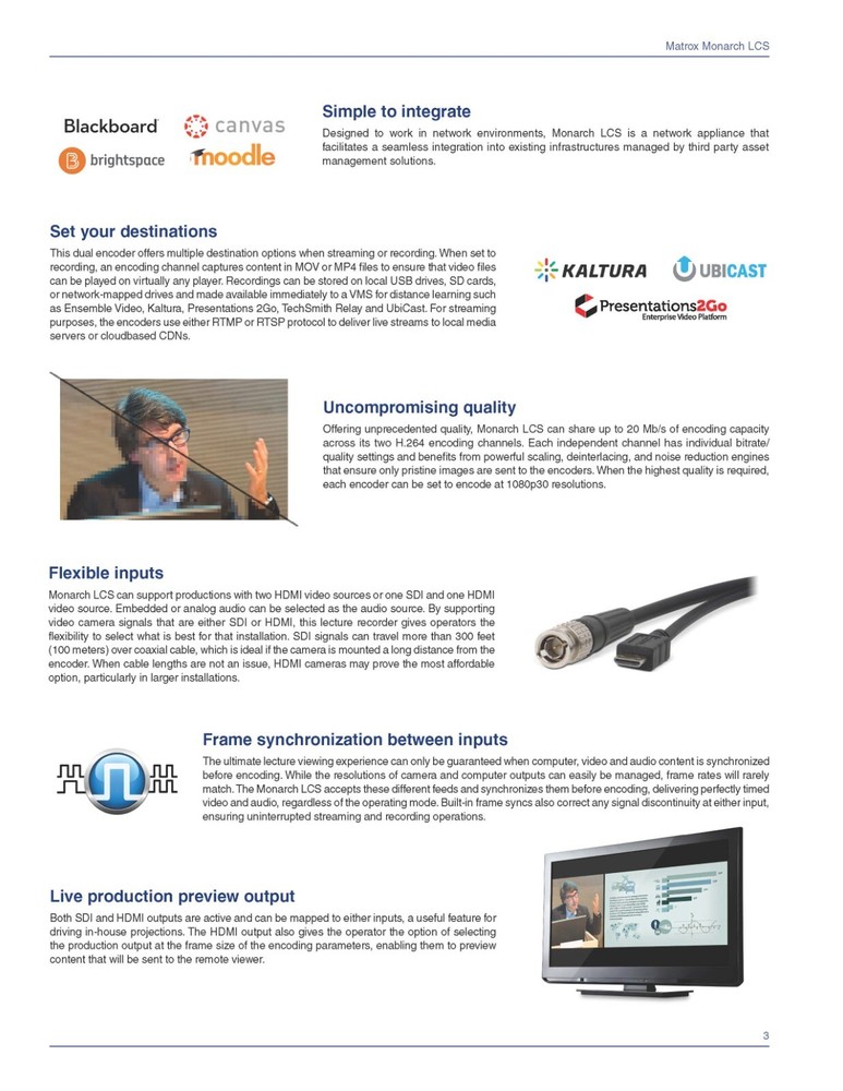 Matrox Monarch LCS - IP Streaming Encoder - HDMI & SDI Inputs - w/power supply