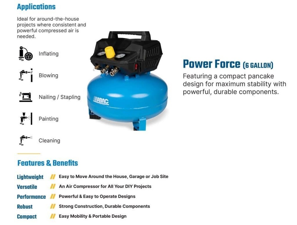 ABAC Power Force Hand Carry Compressor 2025066004