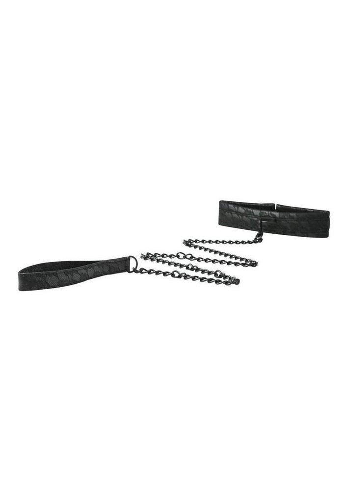 Sincerely Lace Collar & Leash Black - Couples S&M Fetish Restraint Accessory