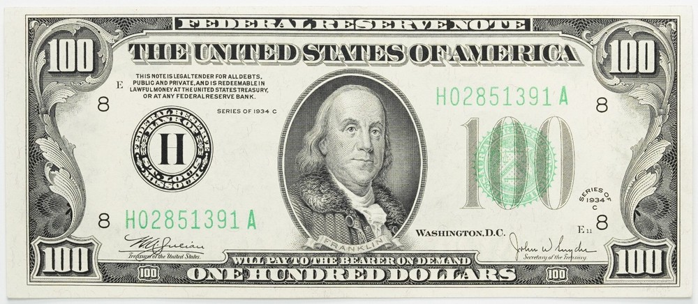 1934 C $100 Dollar Federal Reserve Note
