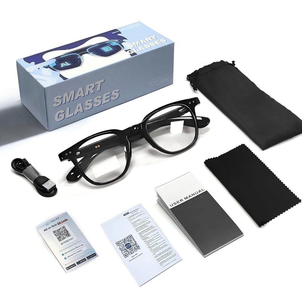 AI Smart 5.4 Bluetooth Glasses with Open Ear Speaker, Voice Assistant Compati...