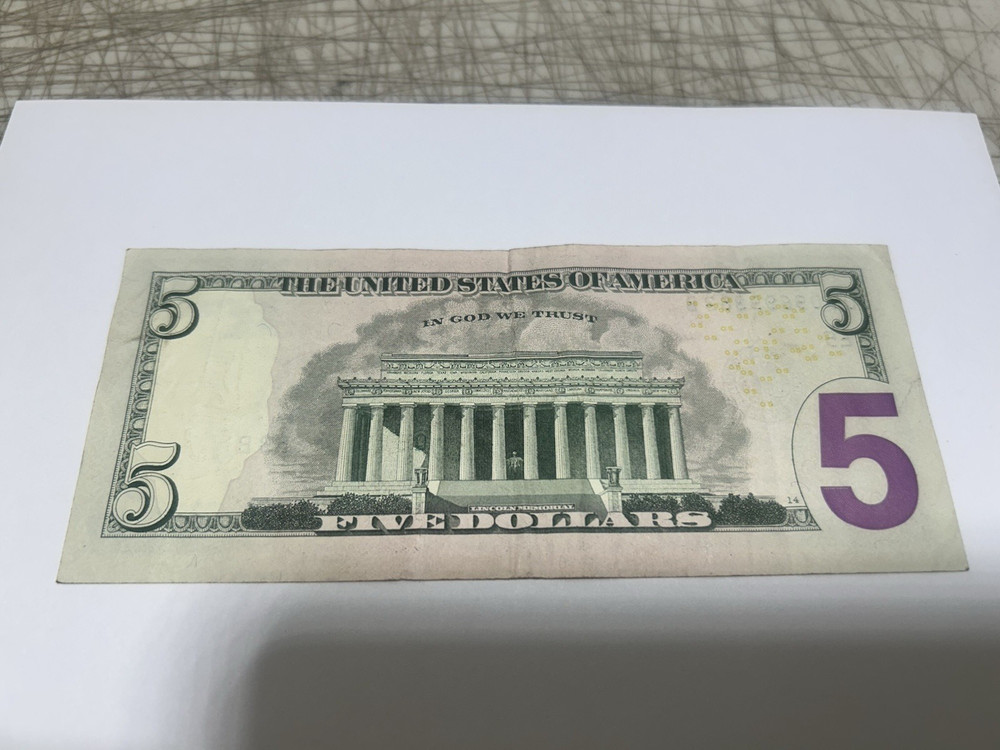 $5 Dollar Note MISPRINT ERROR Front & Back Border Off-Center circulated 2021