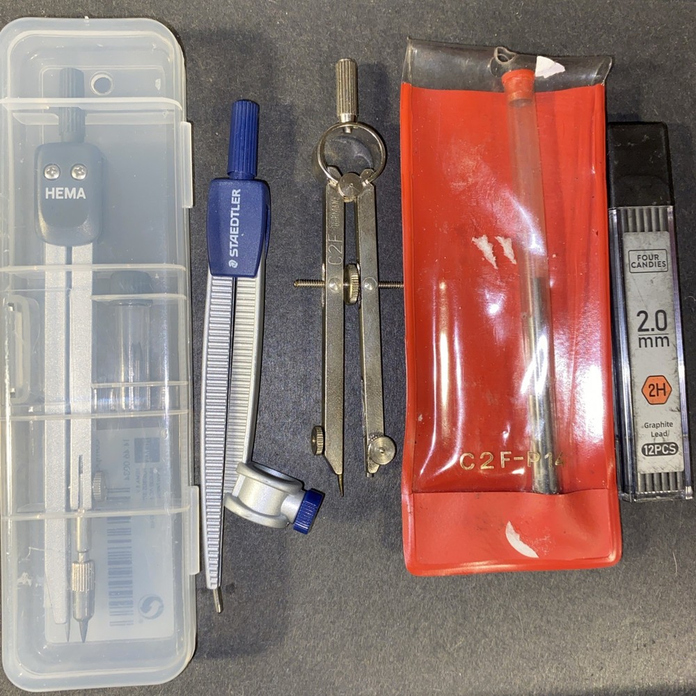 3 Drafting COMPASS Drawing Instruments Lot Vintage & Modern