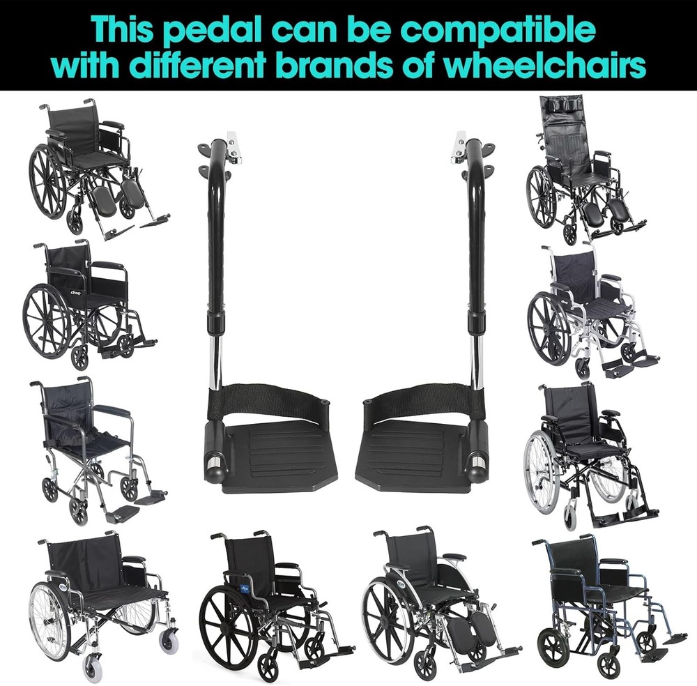 Universal Wheelchair Footrest Replacement - Adjustable Composite Footboard & Hee