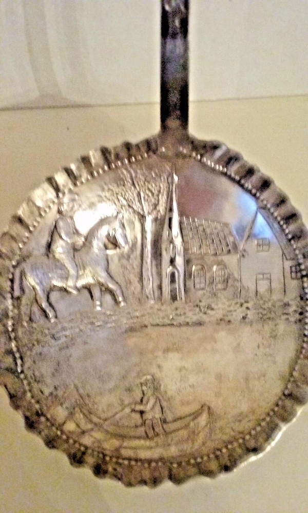 Antique Large Silver Ladle Hand Etched
