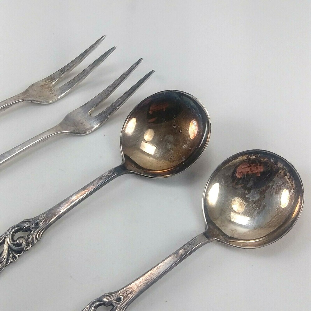 Brodrene Mylius Norway Tele Pattern 830 Silver Cocktail Fork & Soup Spoon Set