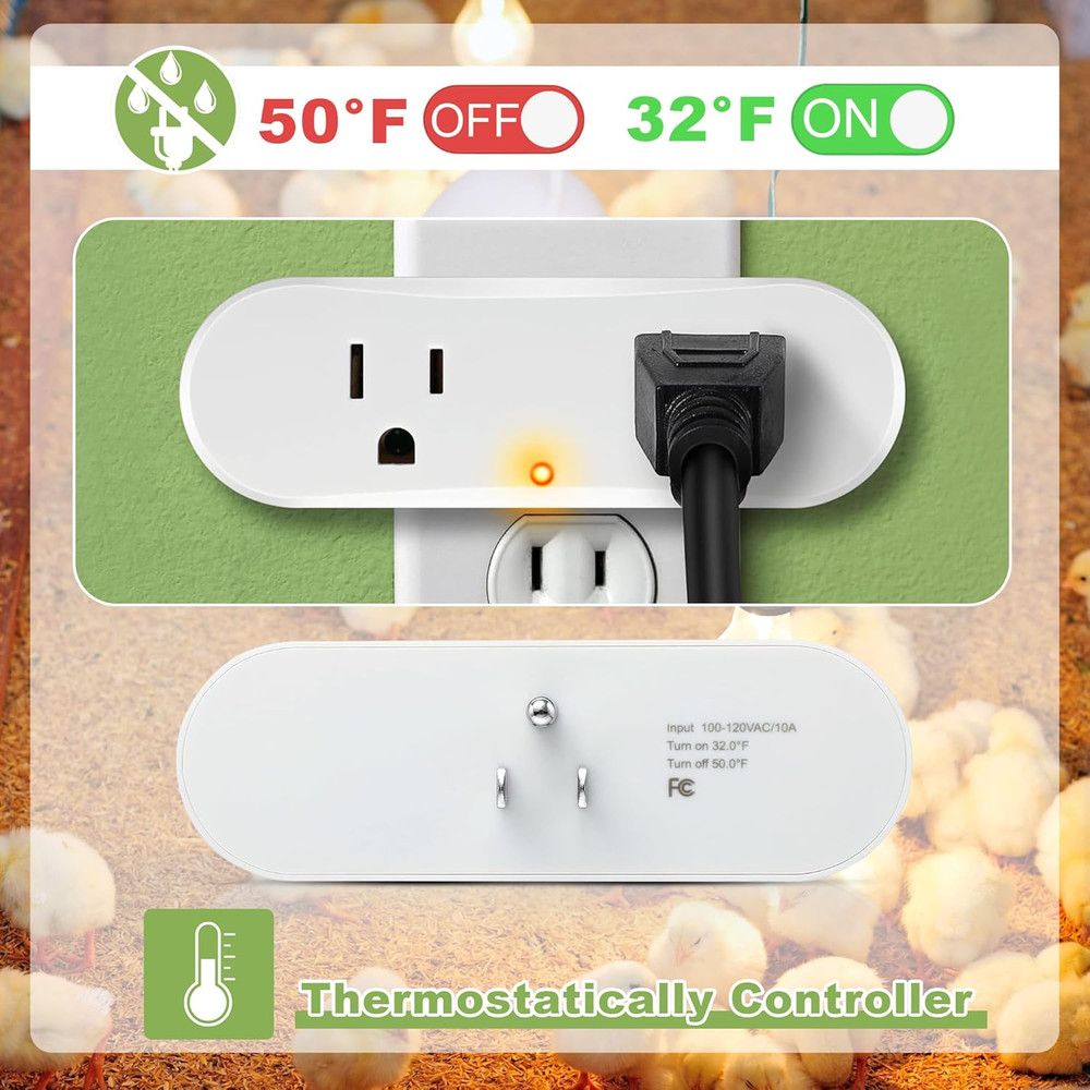 1 Pc Thermostatically Controlled Outlet, Plug-In Thermal Cube, Auto on below 32°