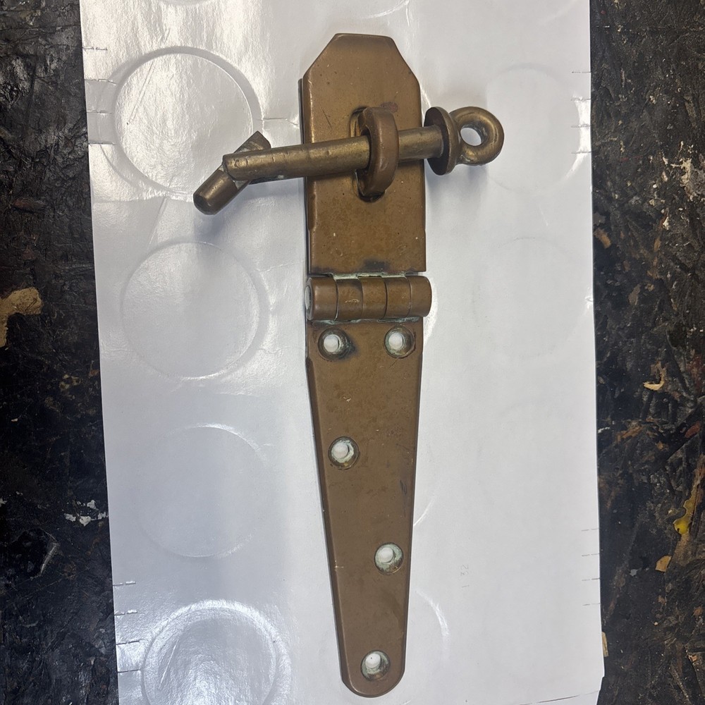 Antique Solid Brass Padlock Hasp Locking Pin Early Industrial Hardware