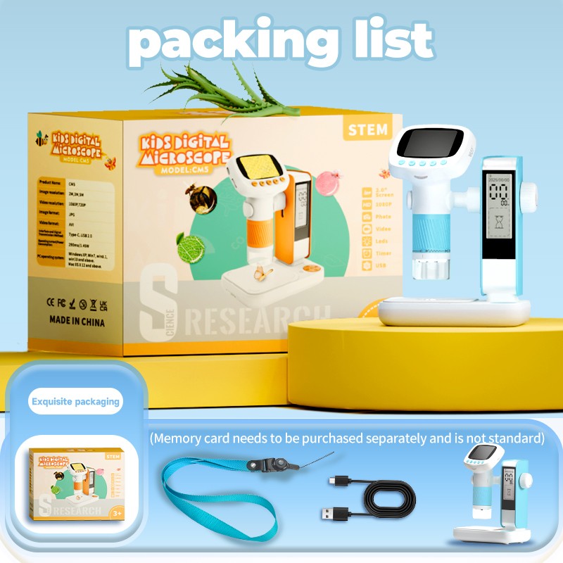 High-Definition Digital Microscope Pocket Microscope for Kids 2.0" Screen