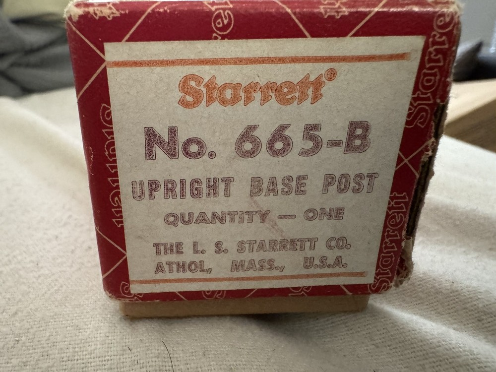 Starrett 665-B Upright Base Post, NOS