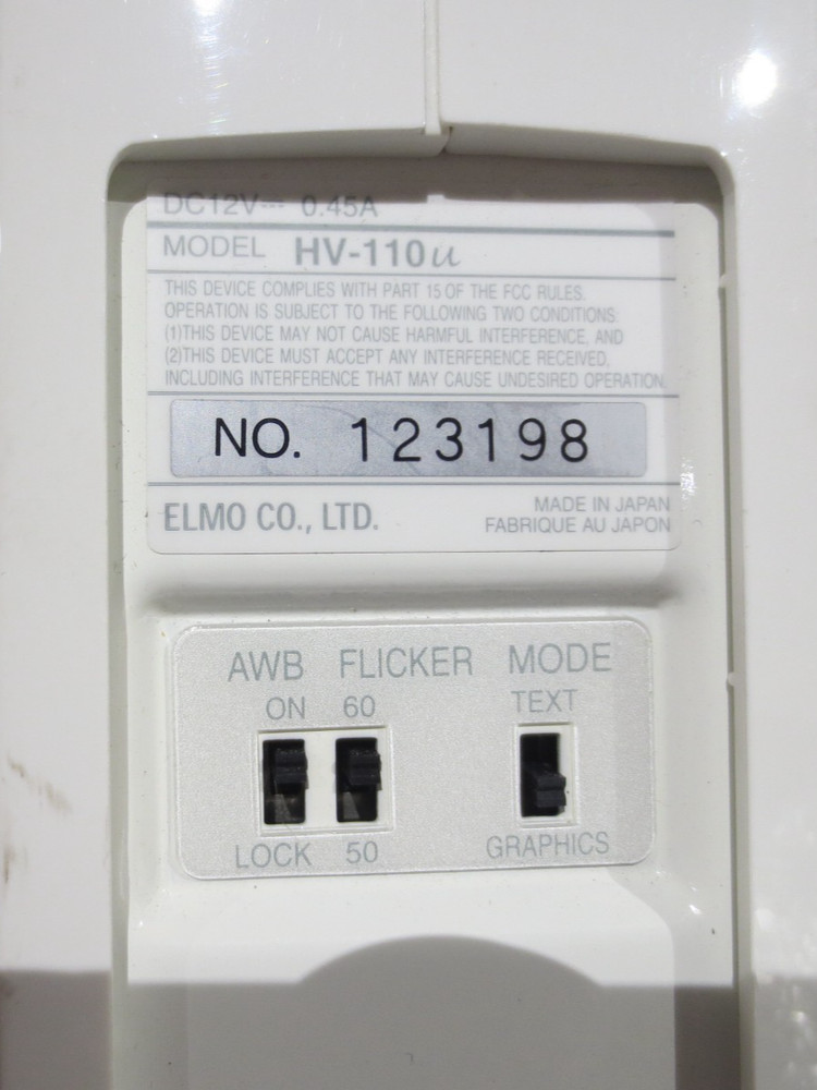 Elmo HV-110u Digital Visual Presenter Document Camera Without Power Supply