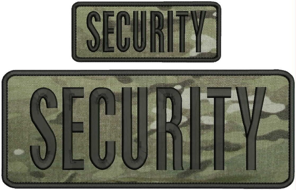 security embroidery Patches 4x10 and 2x5 hook ON BACK multicam