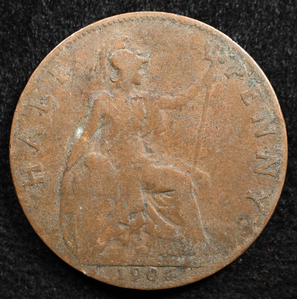 Great Britain 1/2 Penny 1904, Coin, Inv#E458