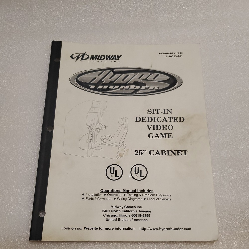 Hydro Thunder Midway arcade video game owners manual