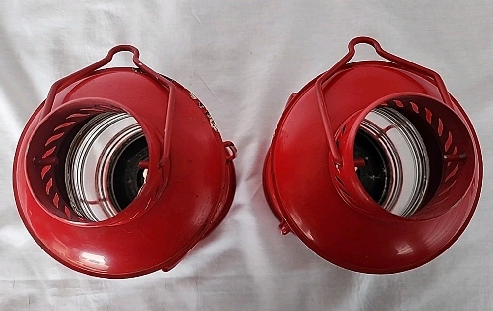 2 Vintage Red Railroad Look Lanterns