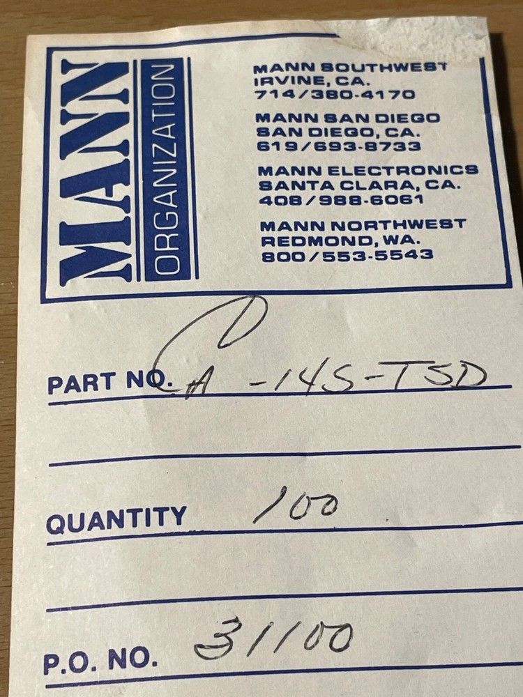 MANN ORGANIZATION 14 Pin DIP Socket Part Number CA-14S-TSD.
