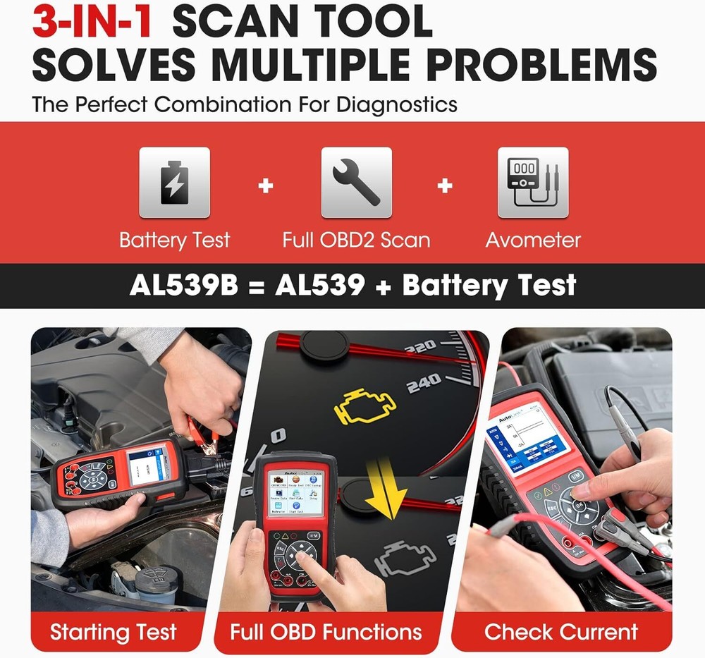 Autel AutoLink AL539B Battery Electrical Circuit Tester OBD2 Code Reader Scanner