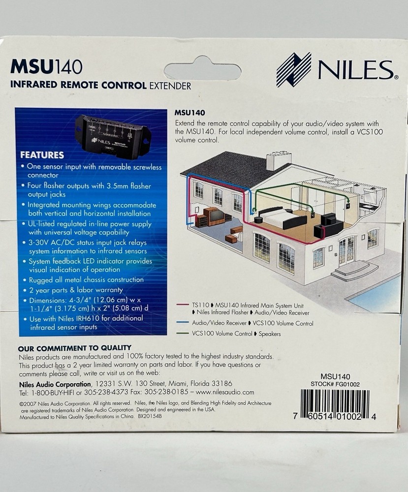 Niles MSU140 IR Remote Control Extender System Infrared NEW