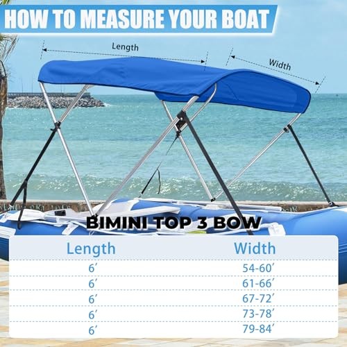 3 Bow Bimini Top Replacement Canvas with Stern Light Hole and Storage Boot,