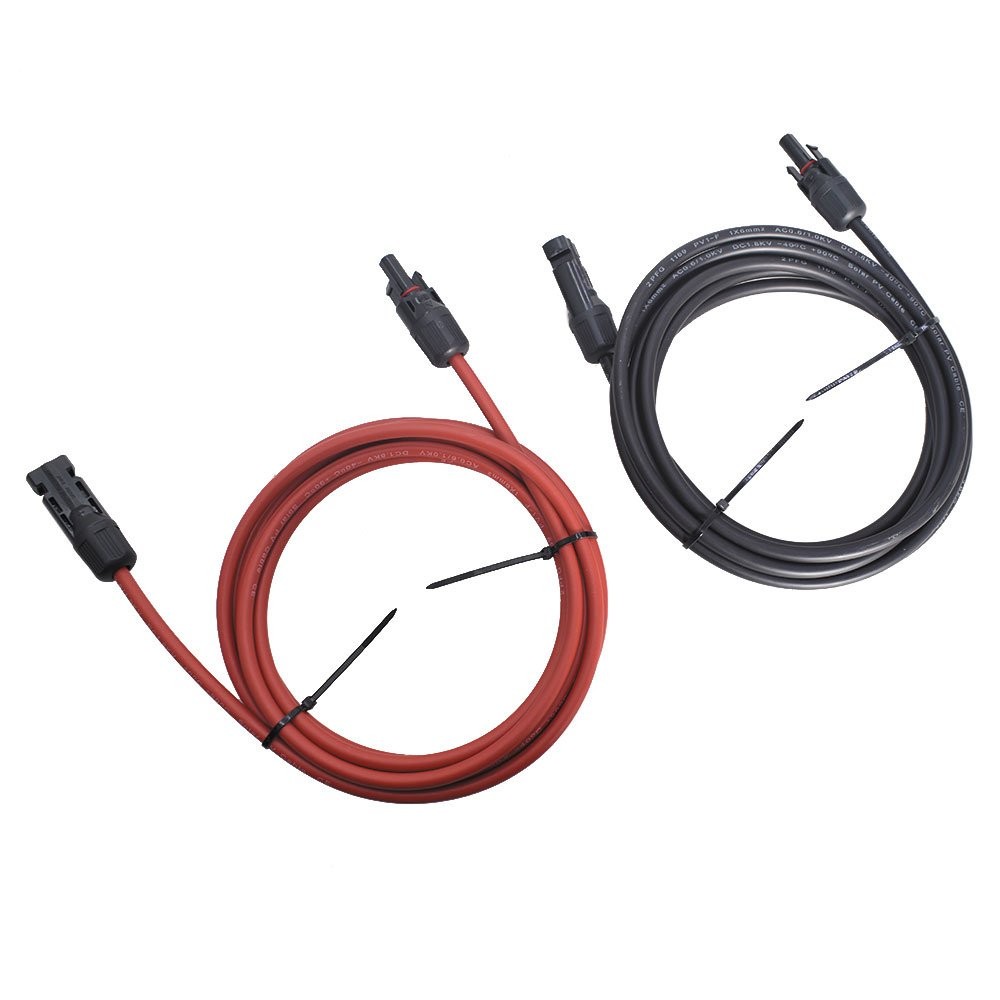 Labwork 1 Pair 10 Feet Black + Red Solar Panel Extension Cable Wire Connector