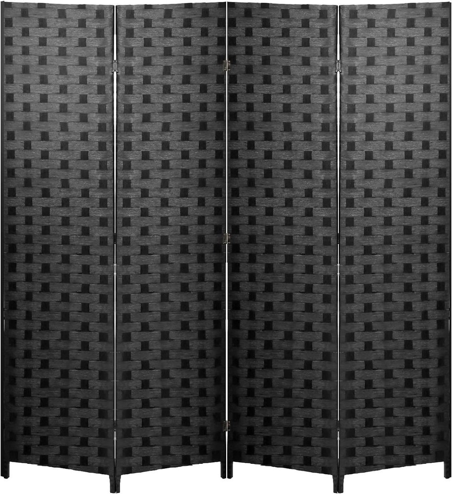 Modern Black Room Divider - 4 Panel Indoor Folding Screen for Versatile Spaces