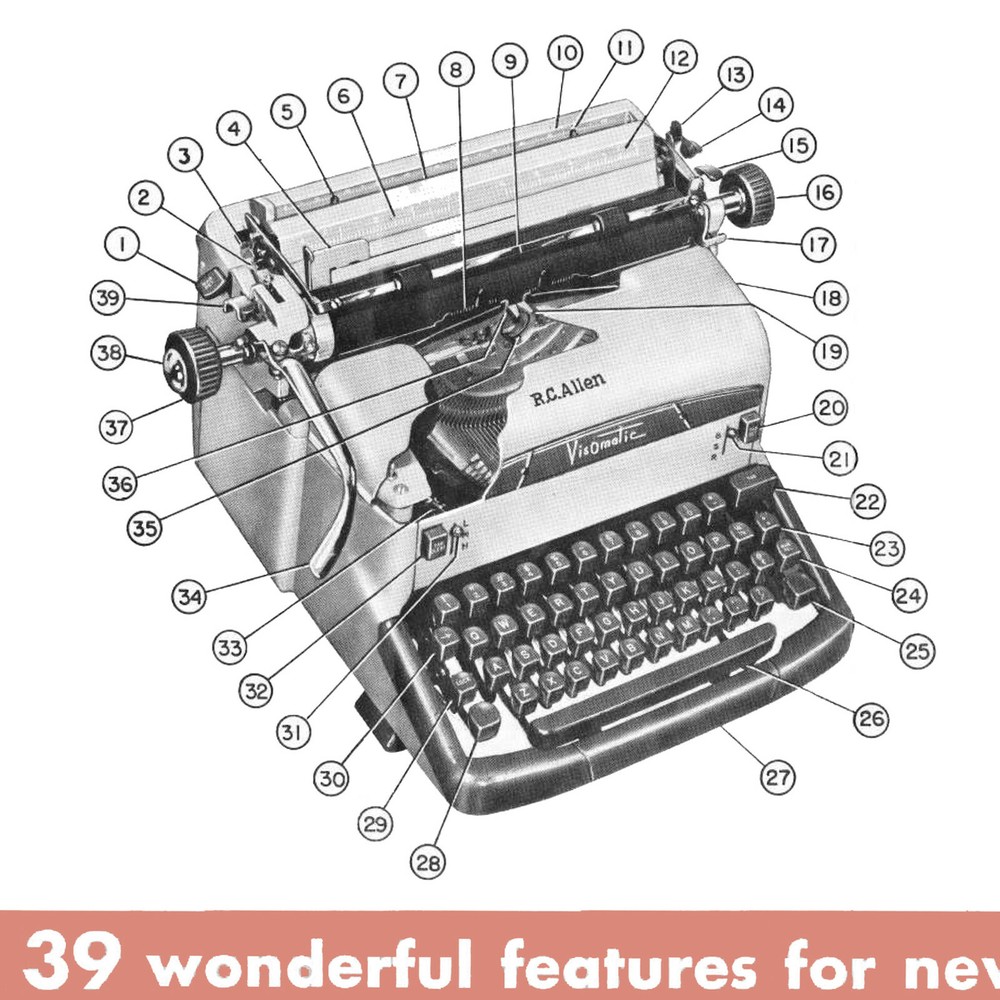 R.C. Allen VisOmatic Typewriter Owner's User Instruction Manual