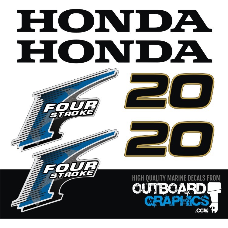Honda 20hp 4 stroke outboard engine decals/sticker kit