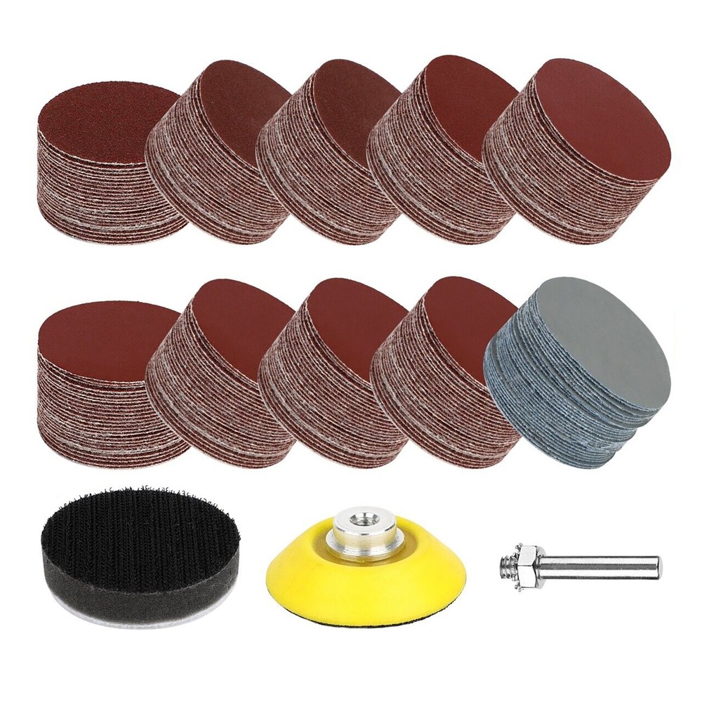 303Pcs 2" Sanding Disc Hook Loop Sander Paper Backer Pad + Drill Adapter Kit