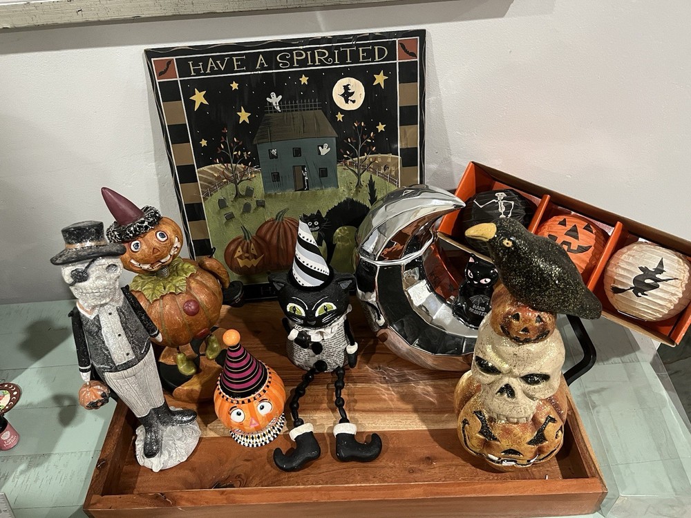Pottery Barn Paper Lantern Pumpkin Witch Skeleton String Lights Halloween NIB