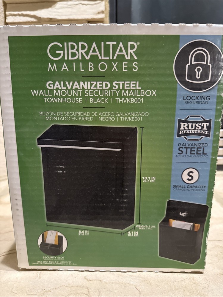 Gibraltar Galvanized Steel Black Wall-Mount Locking Mailbox Small Capacity