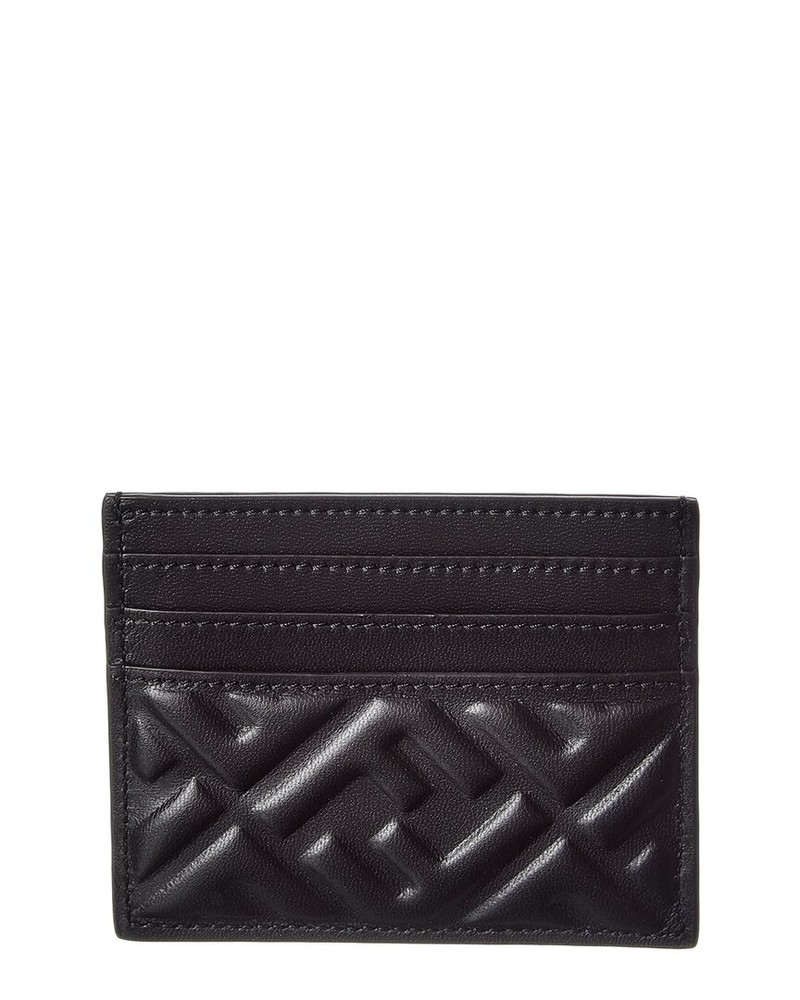 Fendi Leather Card Case Women's Black