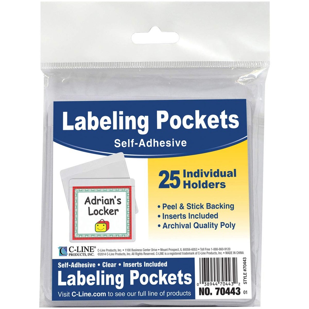 Clear Label Self Adhesive Poly Pockets 25 Pack Customizable Inserts 3.5x2.5