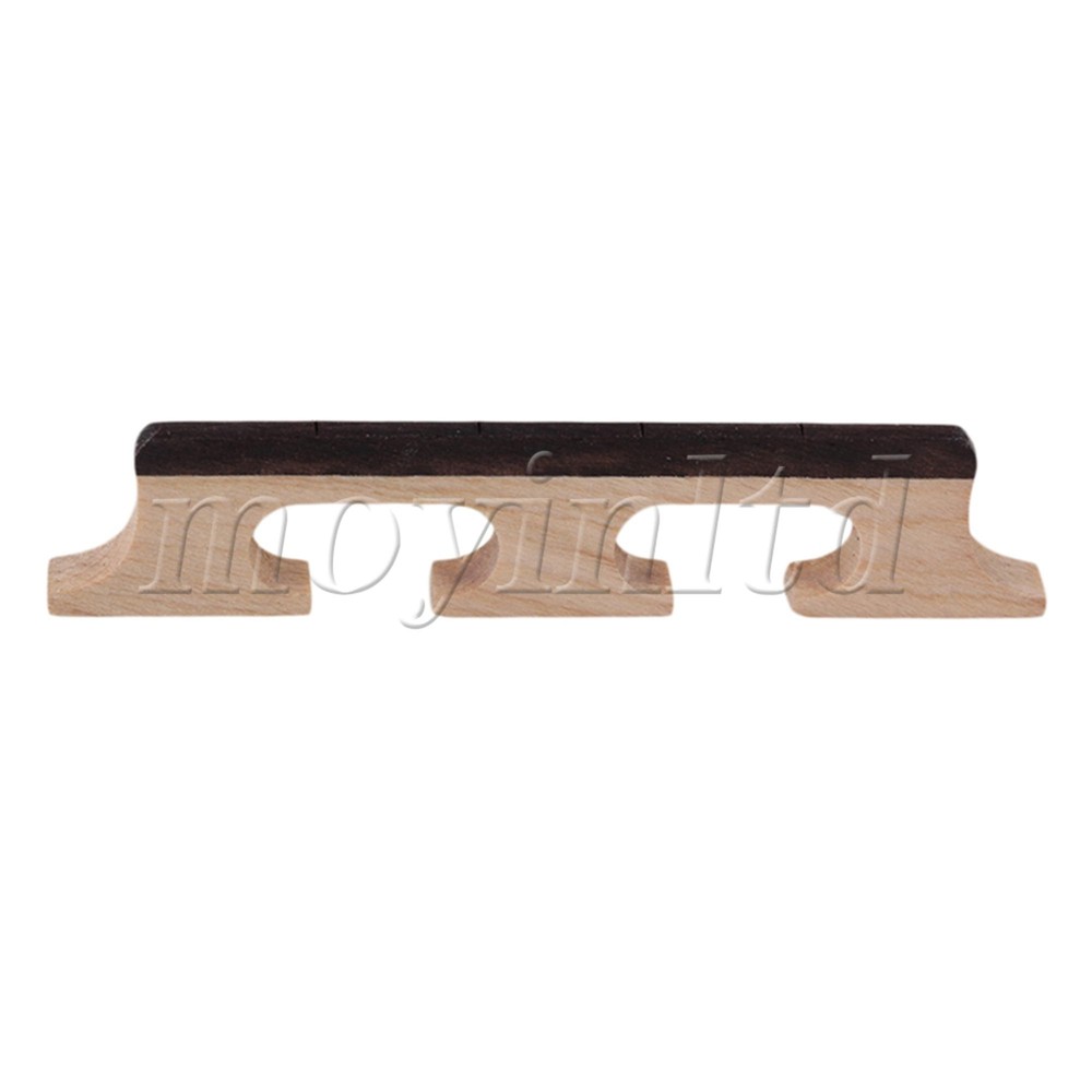 Maple Ebony Bridge For 4 String Banjo Ukulele with Ebony Saddles Brown