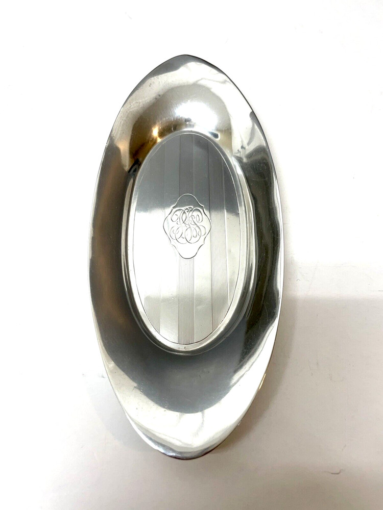 Alvin Sterling Silver Oval Dish Monogrammed 40.5 Grams