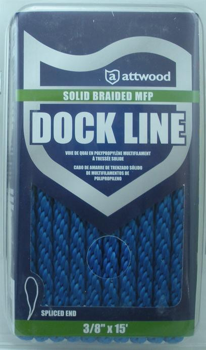Attwood 11750-7 Solid Braid MFP Dock Line 3/8" x 15 Ft Blue