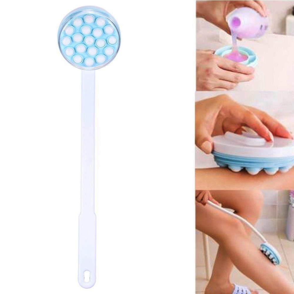 Joyzan Back Lotion Applicator, Long Self Handled Bath Massager Roll Blue