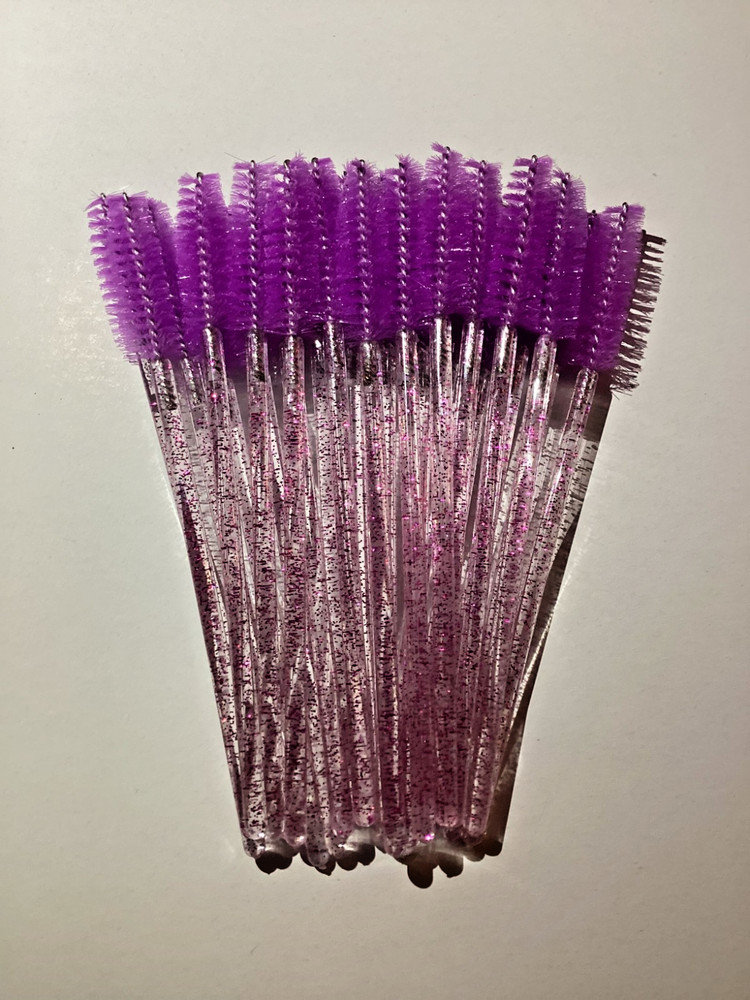 Mascara Wands, Disposable, Purple Glitter, 50 pc