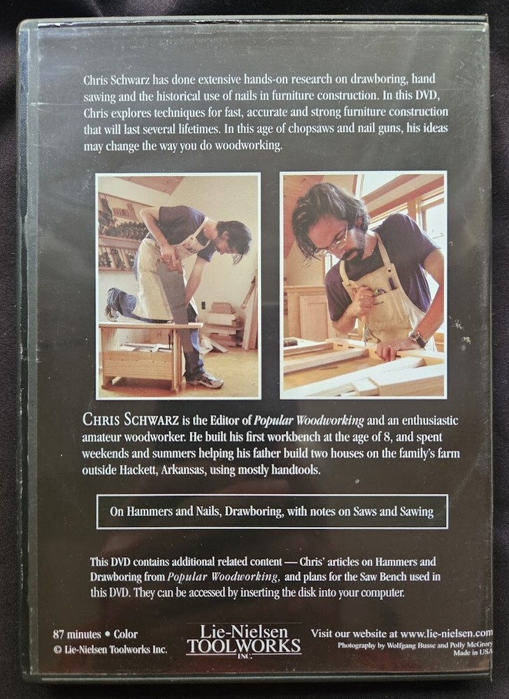 FORGOTTEN HAND TOOLS with Christopher Schwarz; DVD; Pre-Owned VG