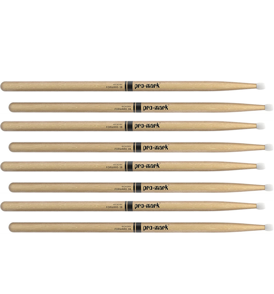 4 PACK ProMark Classic Forward 2B Hickory Drumsticks, Oval Nylon Tip