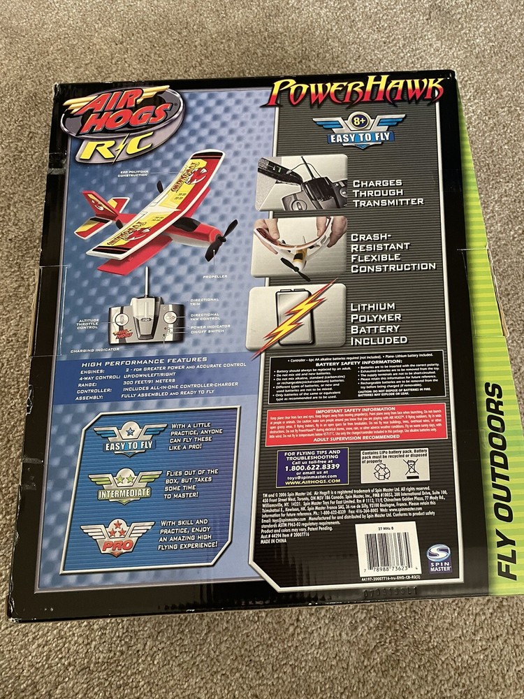 RARE Air hogs POWERHAWK Biplane 27mhz 2006 SpinMaster
