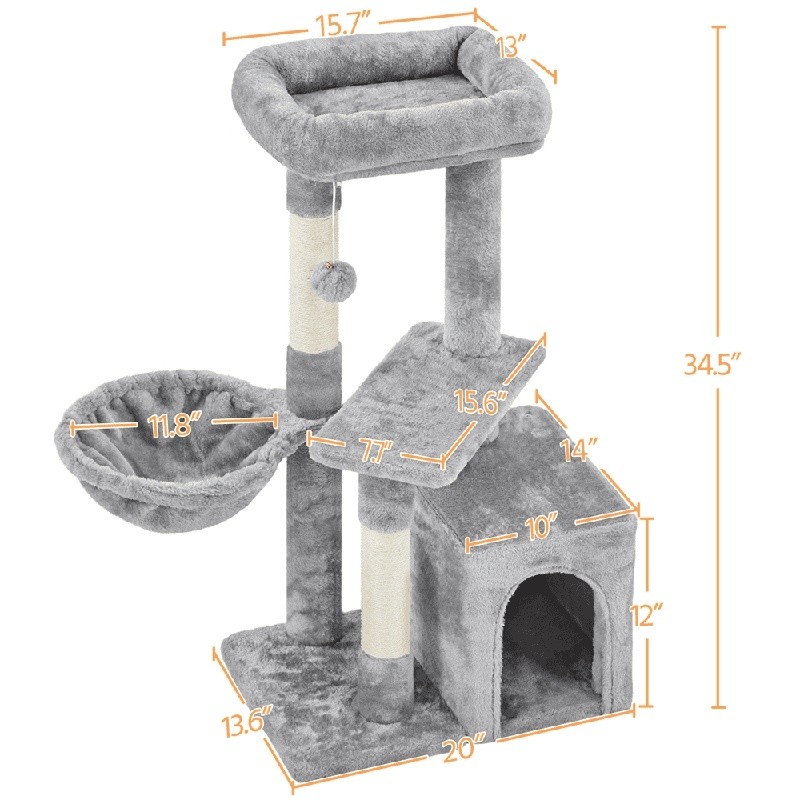 Multifunctional Cat Tree Tower Scratching Post Condo Nest Multi-Level Activity