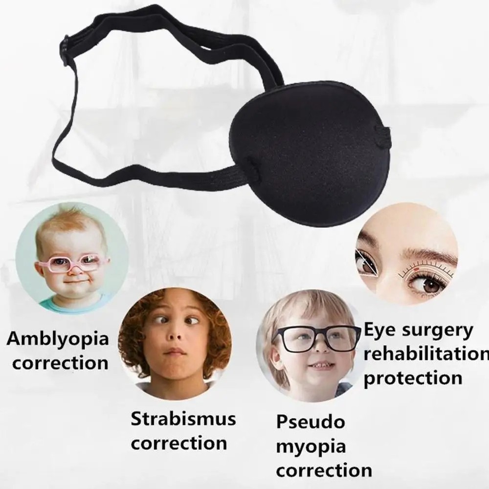1/2PCS Eye Patch Groove Eye Shade Concave Washable Soft Adjustable Strap Black