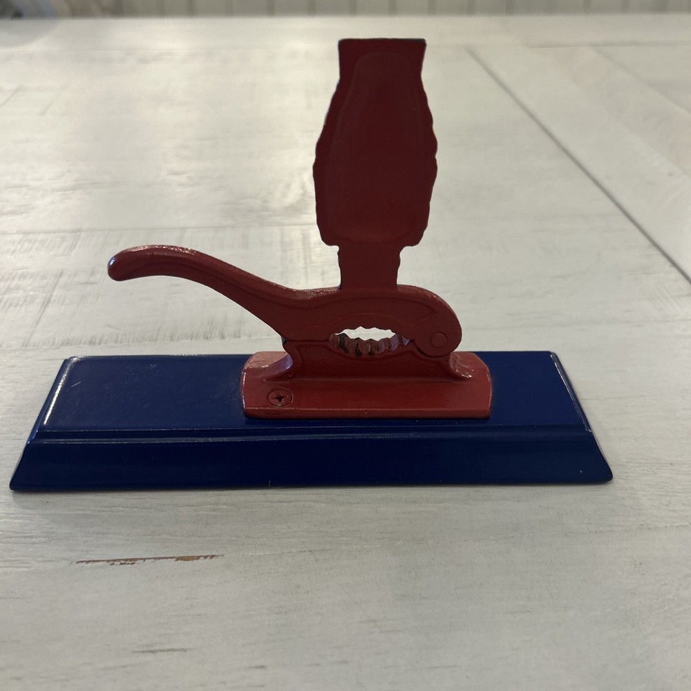 Vintage Nut Cracker with Cast Iron Nutcracker on Wood Base 2004