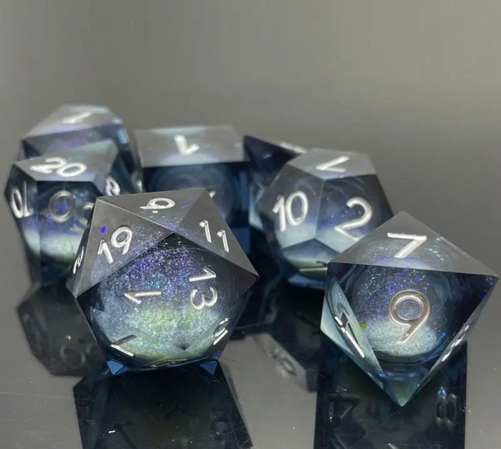 Space Dice Super Nova Polyhedral Sharp Edge Dice D&D Premium Resin DND Dice Set